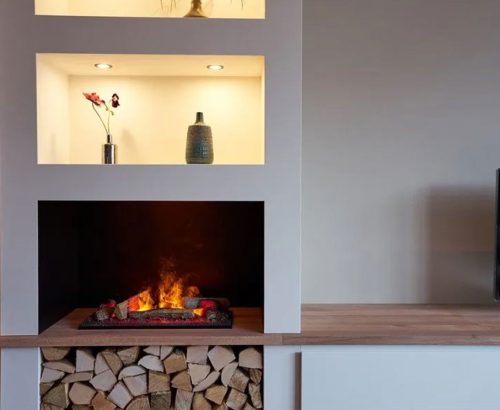 Vgradni kamin na vodno paro 400 z drvi